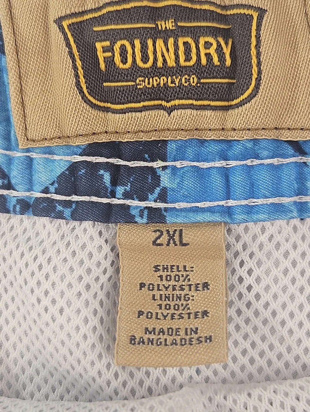 The Foundry Supply Co Swim Shorts Men's 2XL Blue Geometric Print Cargo Pockets0